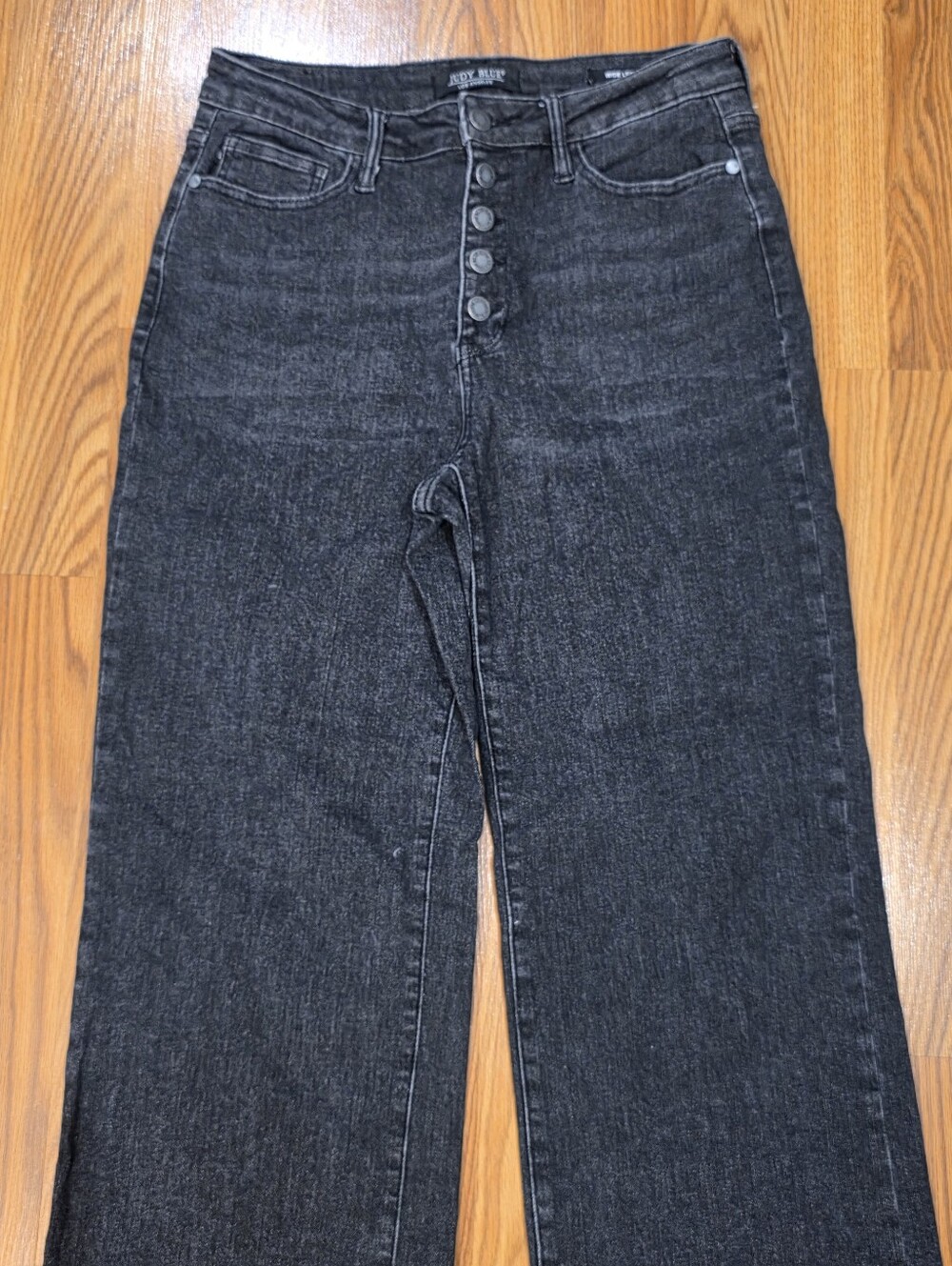 Judy Blue Nellie High Rise Button Fly Trouser Wide Leg Jeans Size 11 / 30 Black - Picture 5 of 14